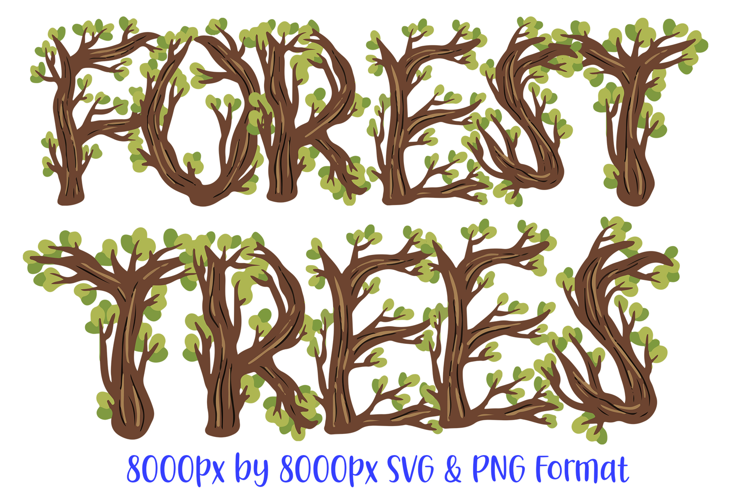 Forest Trees ABC Font Typeface Twigs Alphabet SVG PNG Illustration by Squeeb Creative