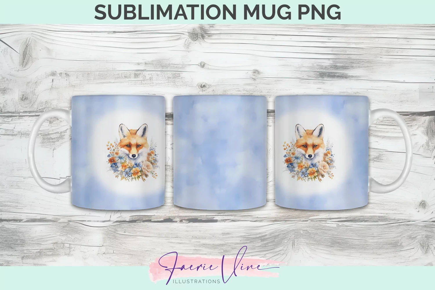 Fox Watercolor Mug Sublimation product image 1