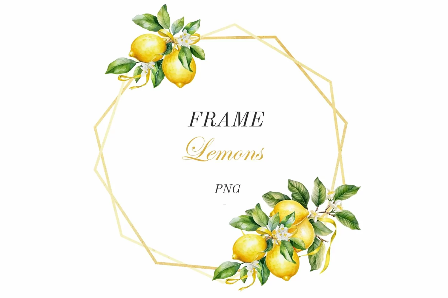 Frame lemon watercolor