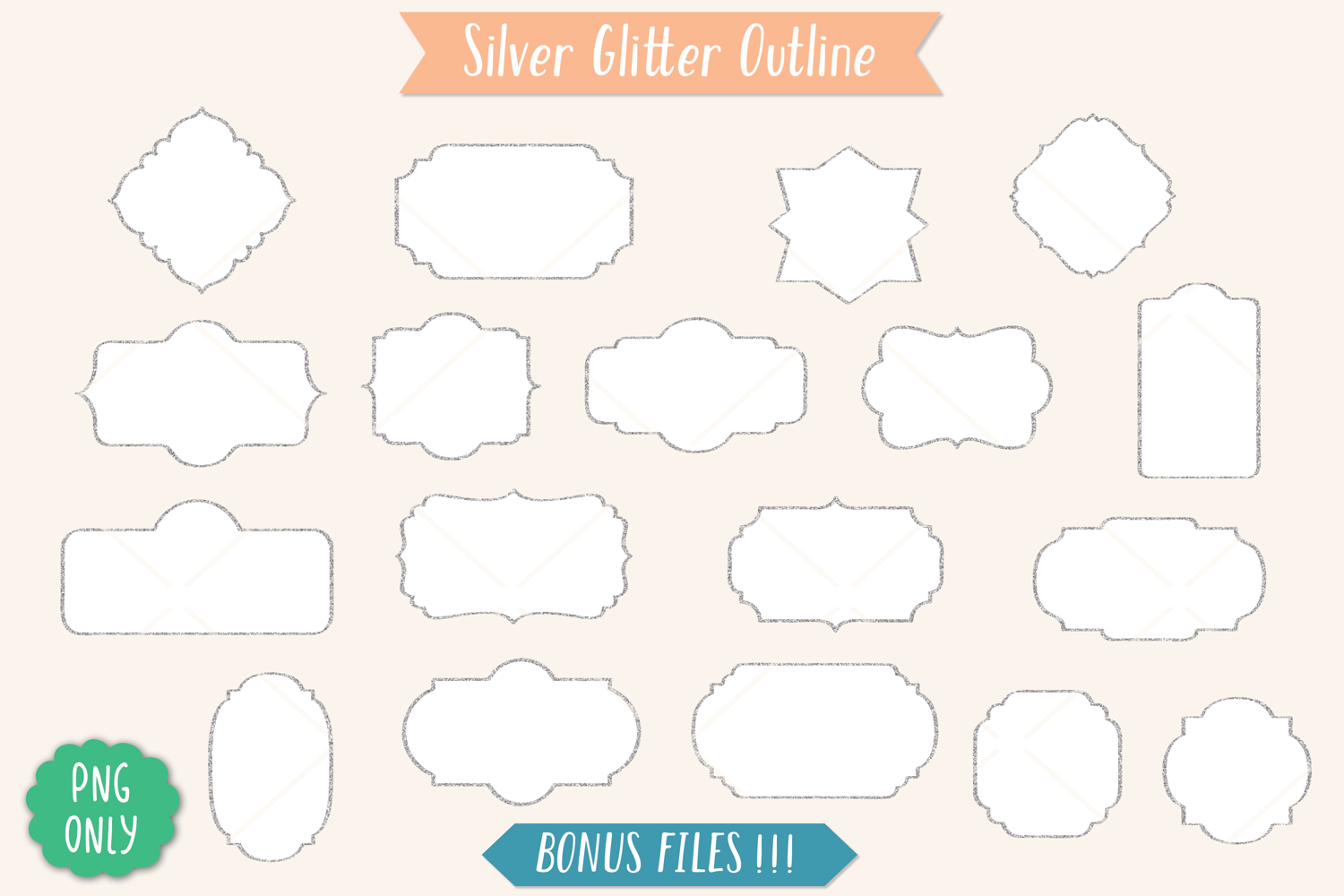 Glitter Vintage Frames |Decorative Border | Retro Label product image 1