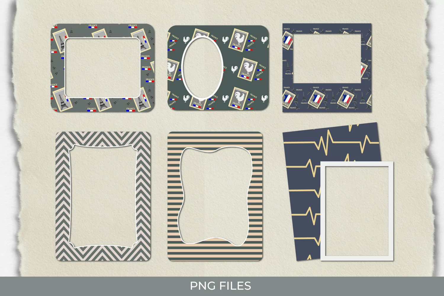 France Retro Postage Pattern Frame Set product image 1