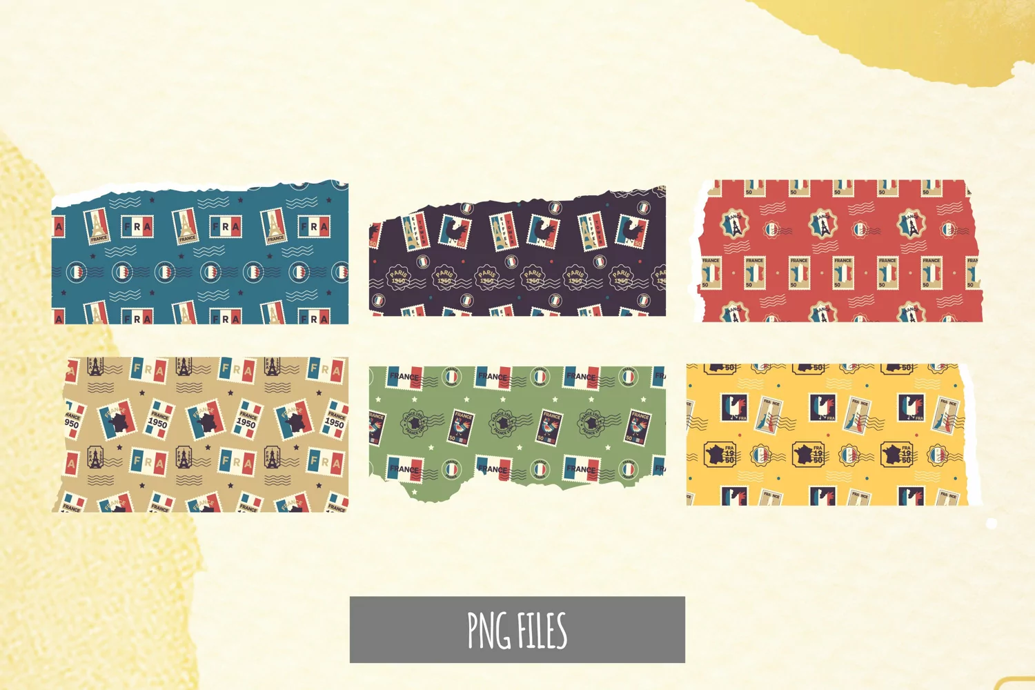 France Retro Postage Pattern Torn Paper product image 1