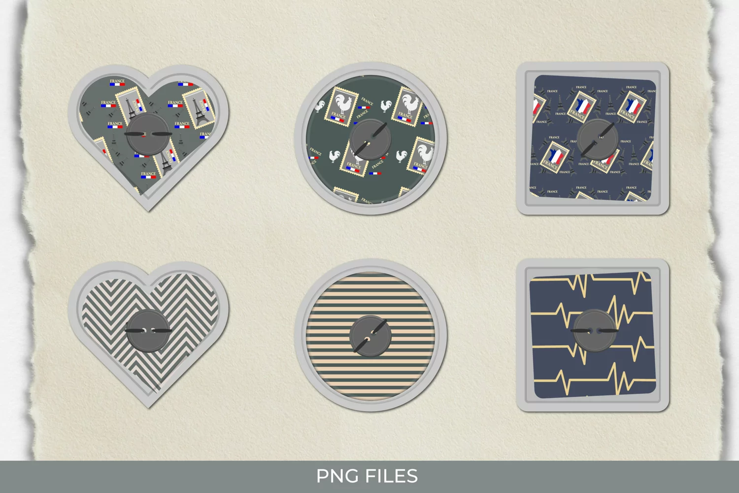France Retro Postage Pattern Buttons product image 1