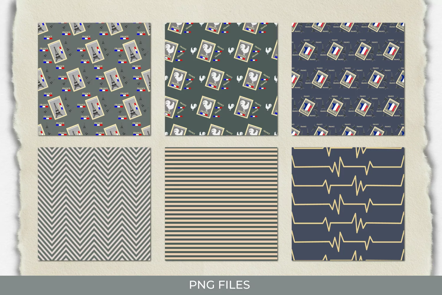 France Retro Postage Seamless Pattern Paper Pack product image 1