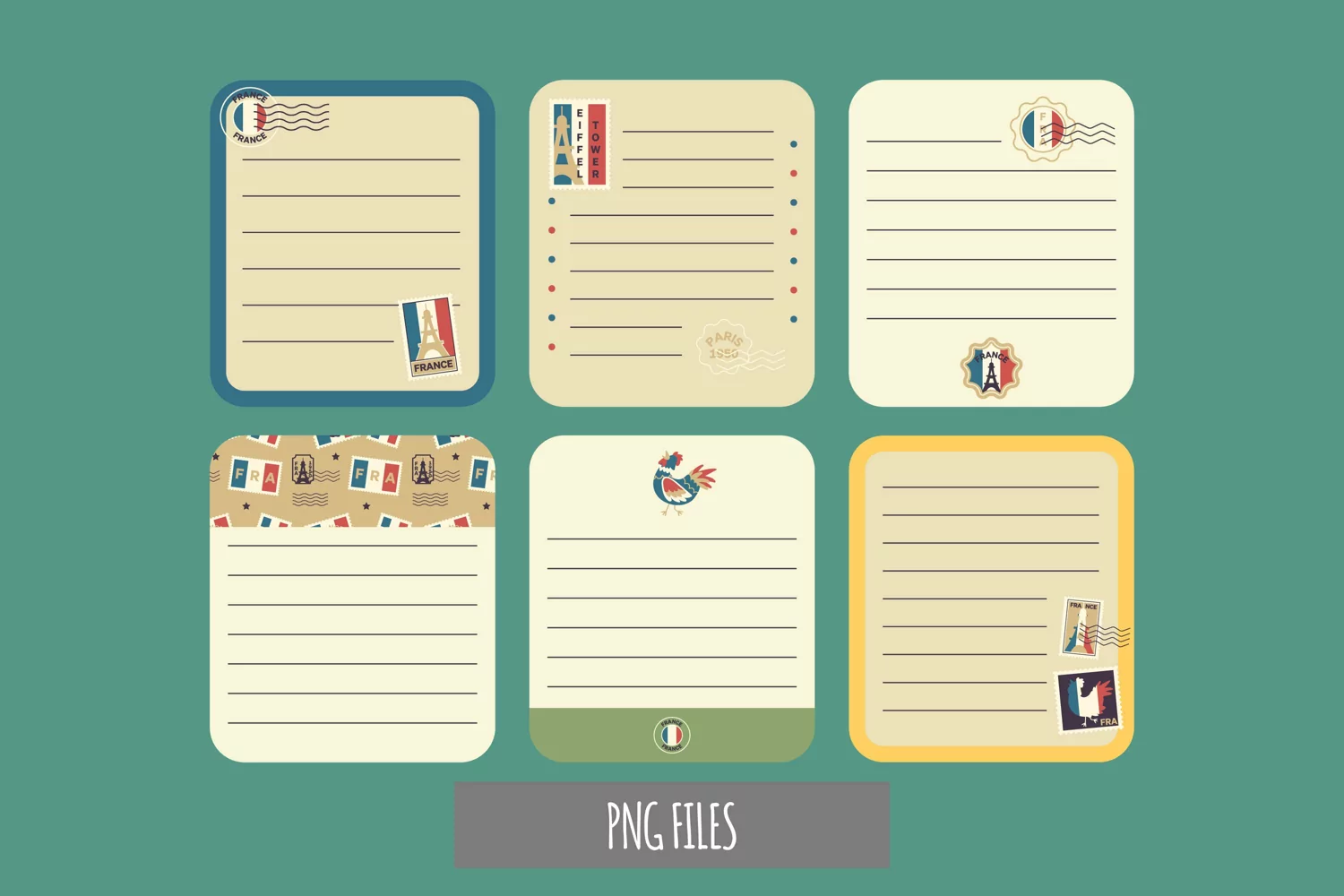 France Retro Postage Shaped Journaling Area product image 1