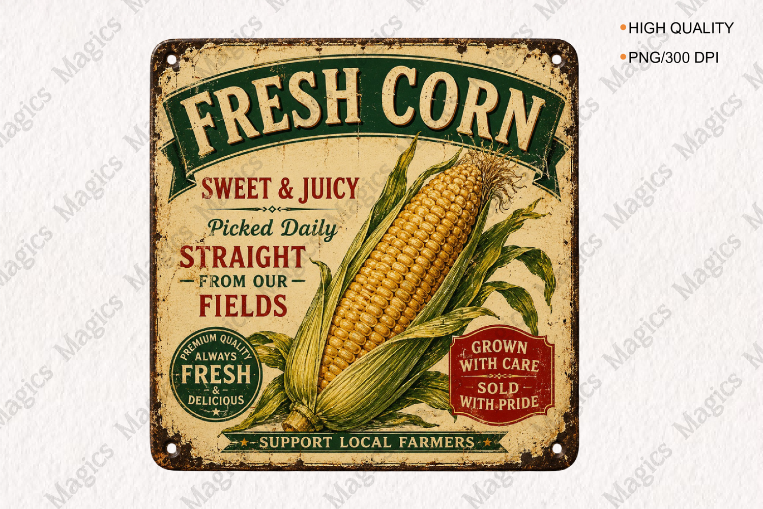 Fresh Corn Farm Market Sign PNG product image 1