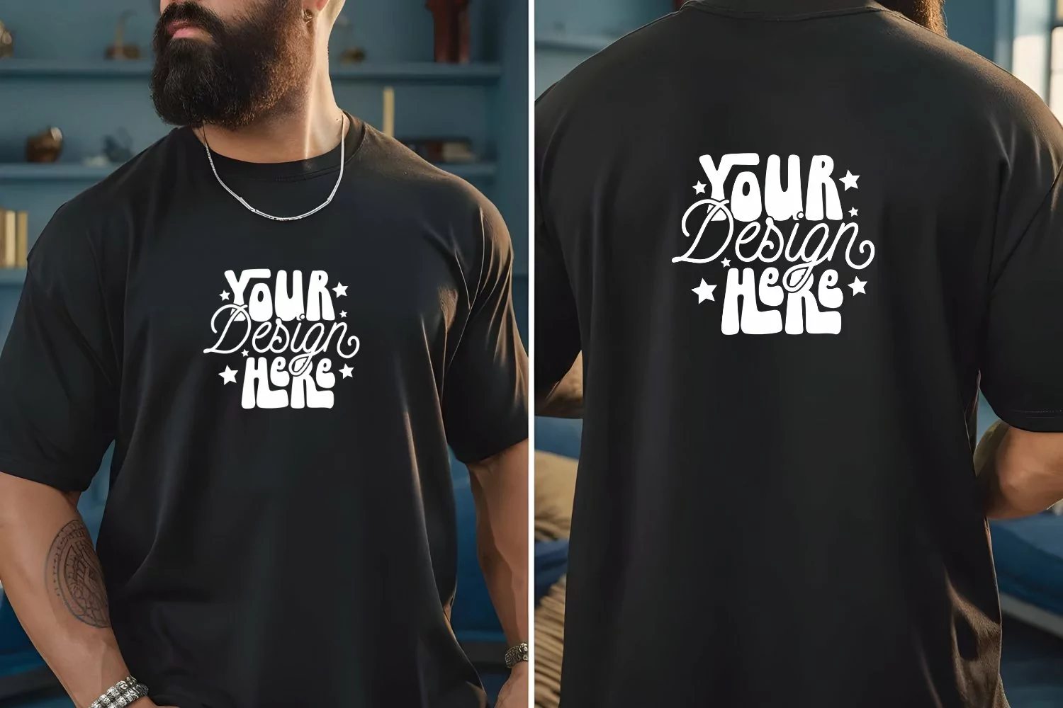Front and Back Mockup, Comfort Colors 1717 Black Mockup, product image 1