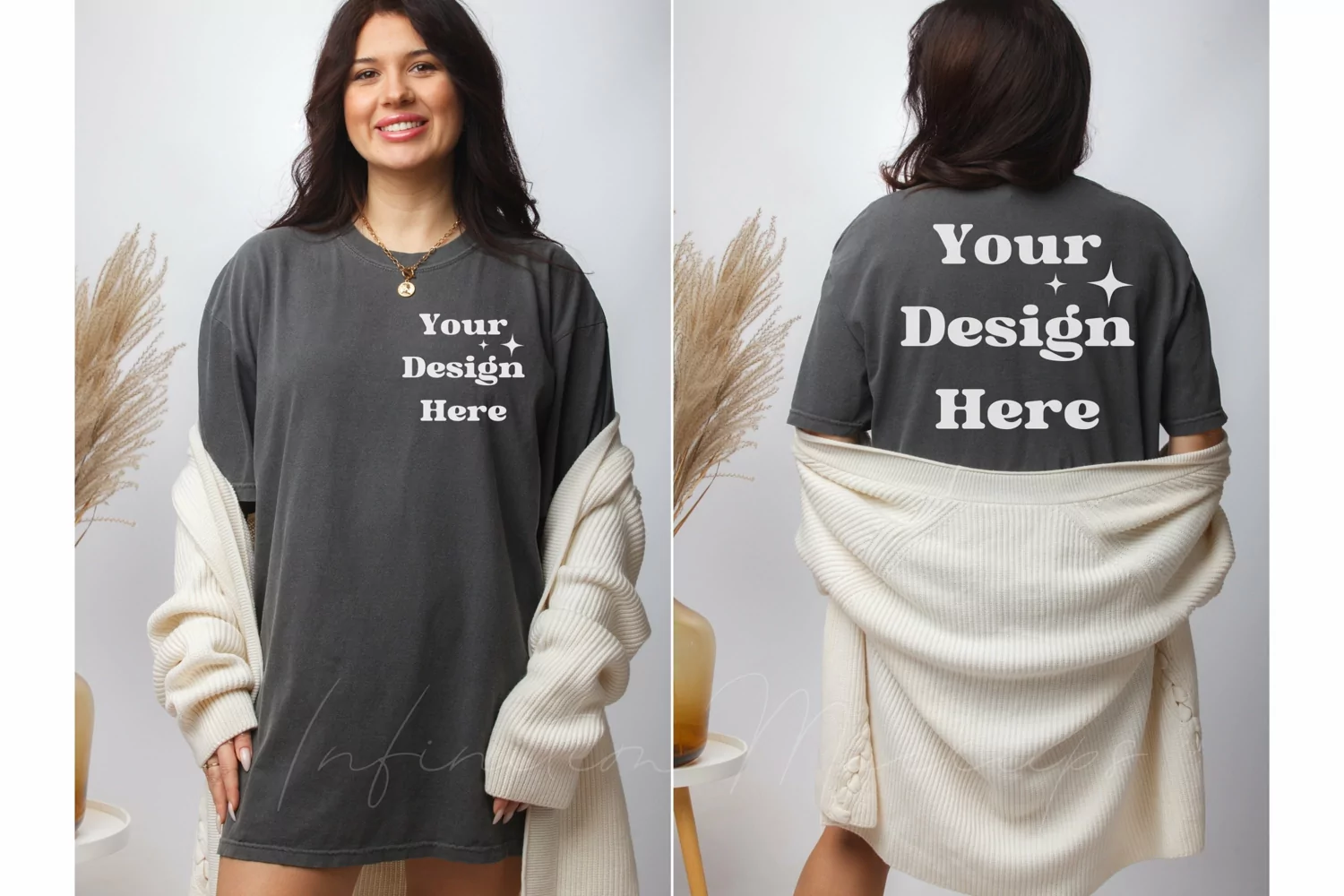 Front Back Comfort Colors 1717 Pepper mockup Two side mockup product image 1