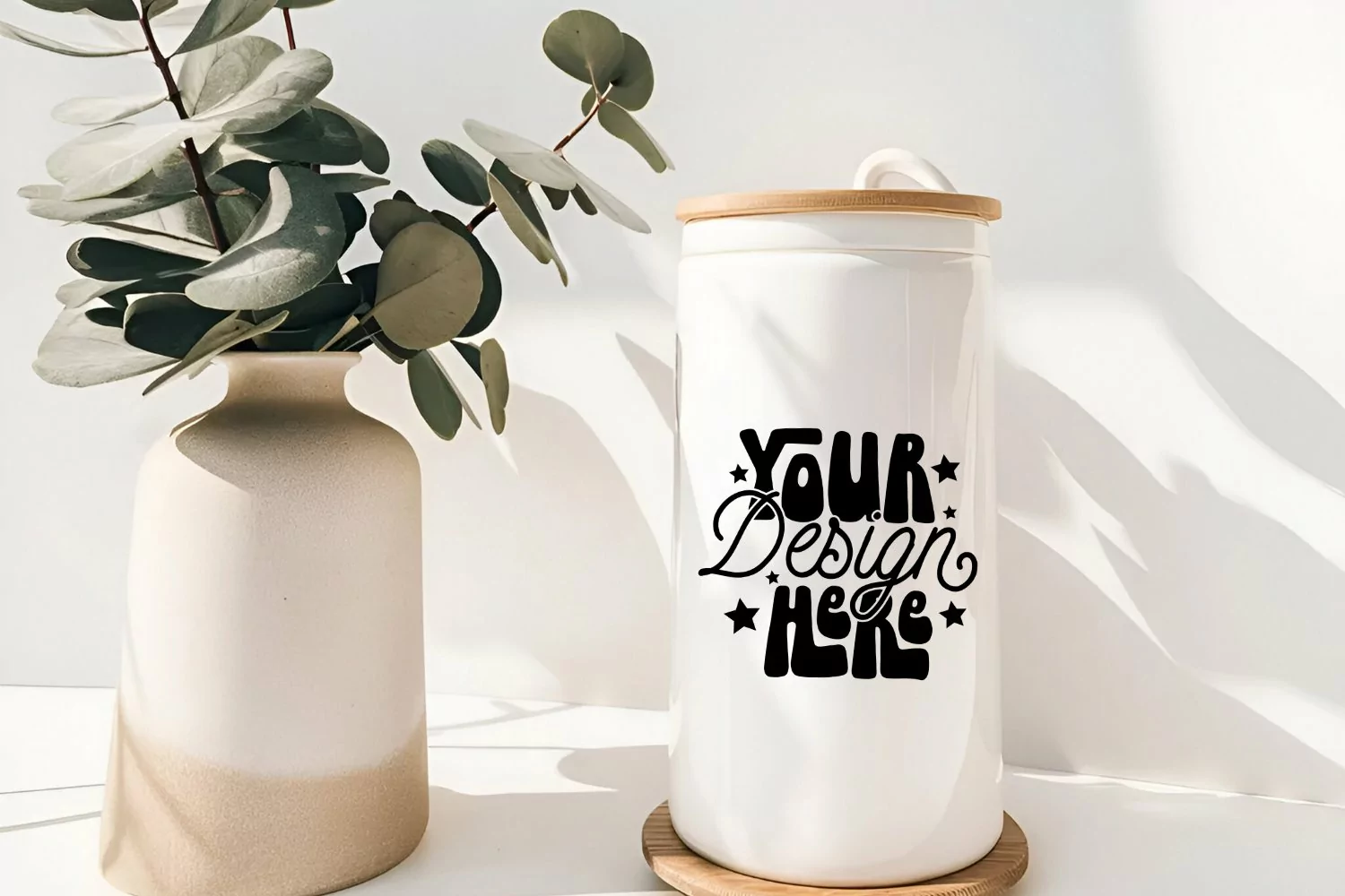 Frosted Glass Can Cup Mockup, cottage-style aesthetic. 16oz product image 1