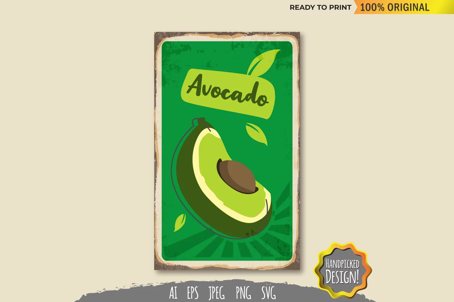 Avocado Vintage Sign SVG product image 1