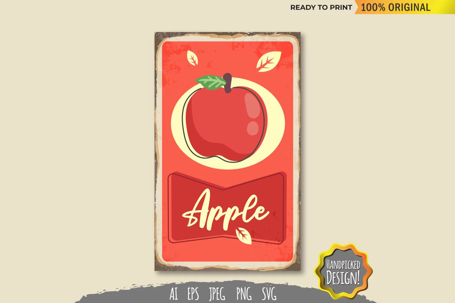 Apple Vintage Sign SVG product image 1