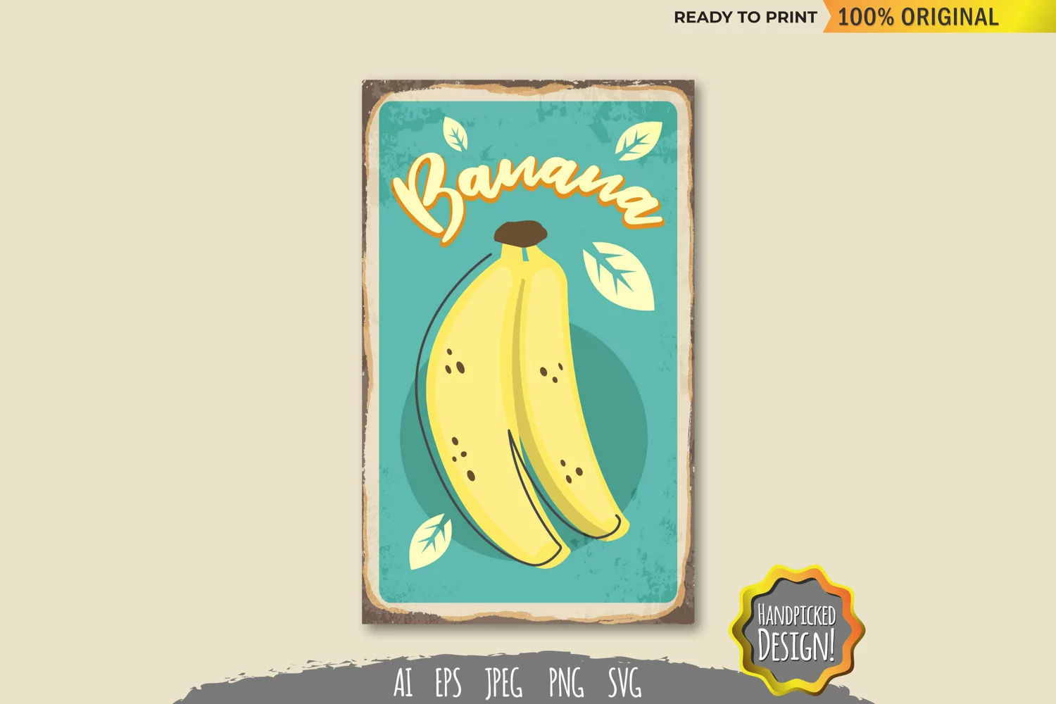 Banana Vintage Sign SVG product image 1