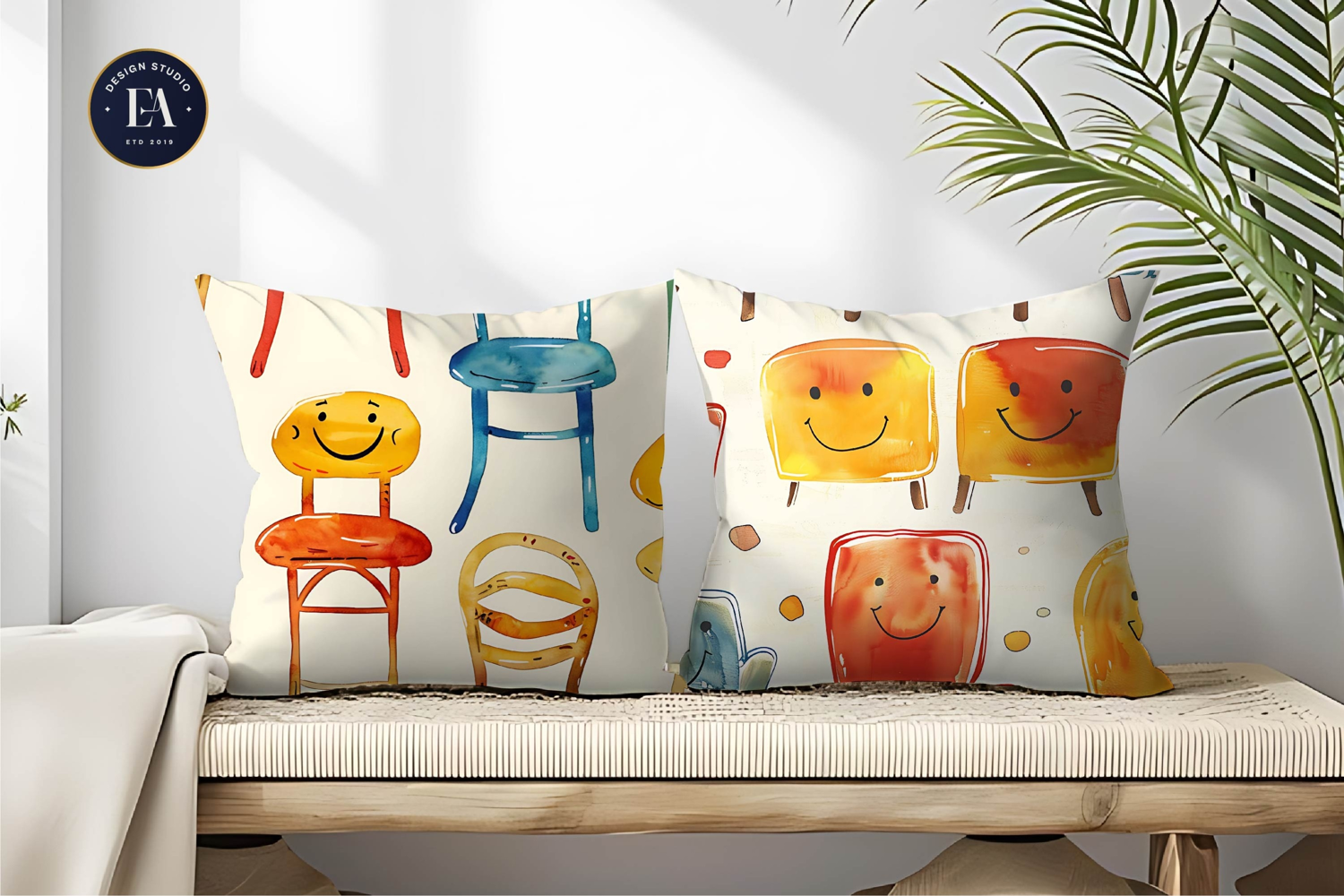 Dancing Chairs Cartoon Watercolor Seamless Digital Paper product image 1