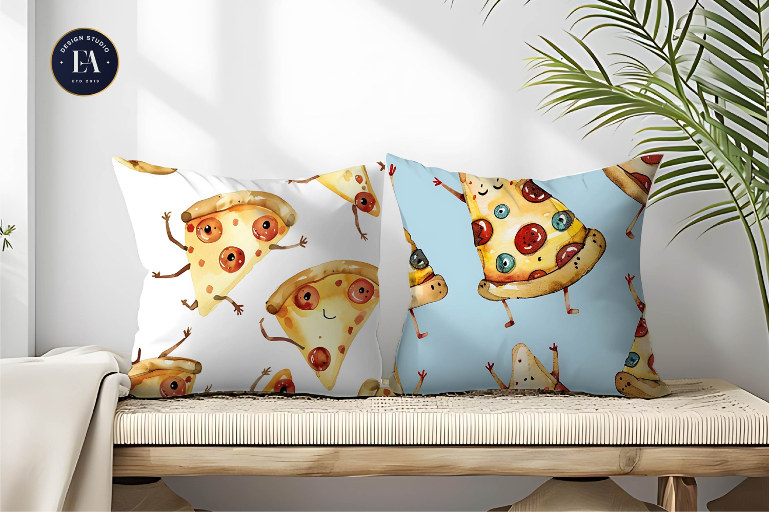 Hand-Painted Watercolor Pizza Slice Design Digital Papers product image 1
