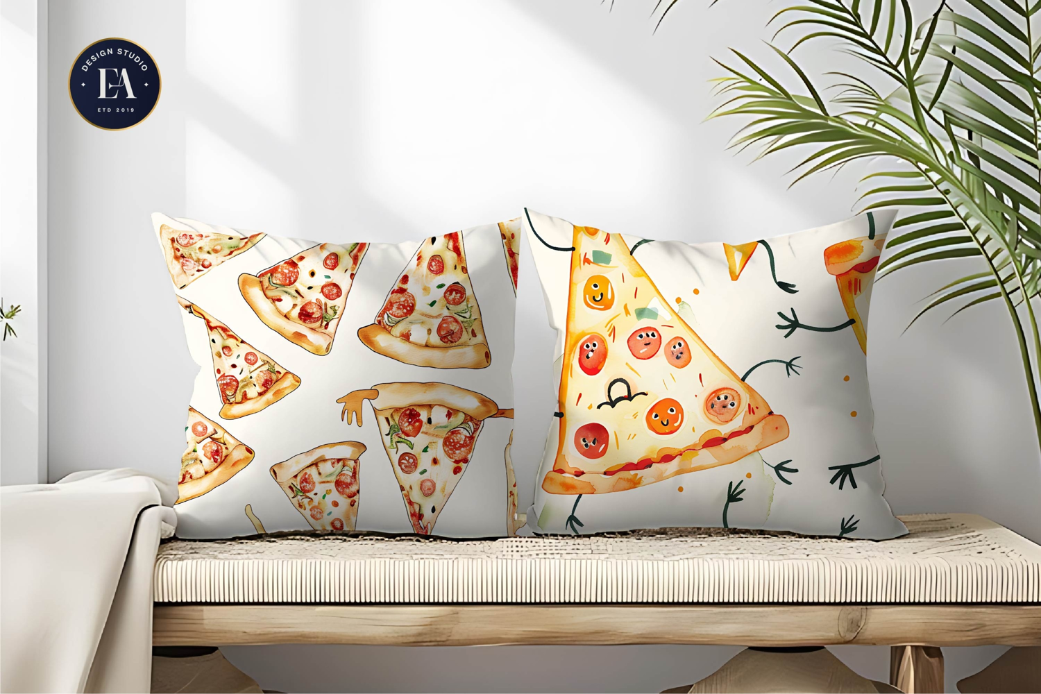 Hand-Painted Watercolor Pizza Slice Design Digital Papers product image 1