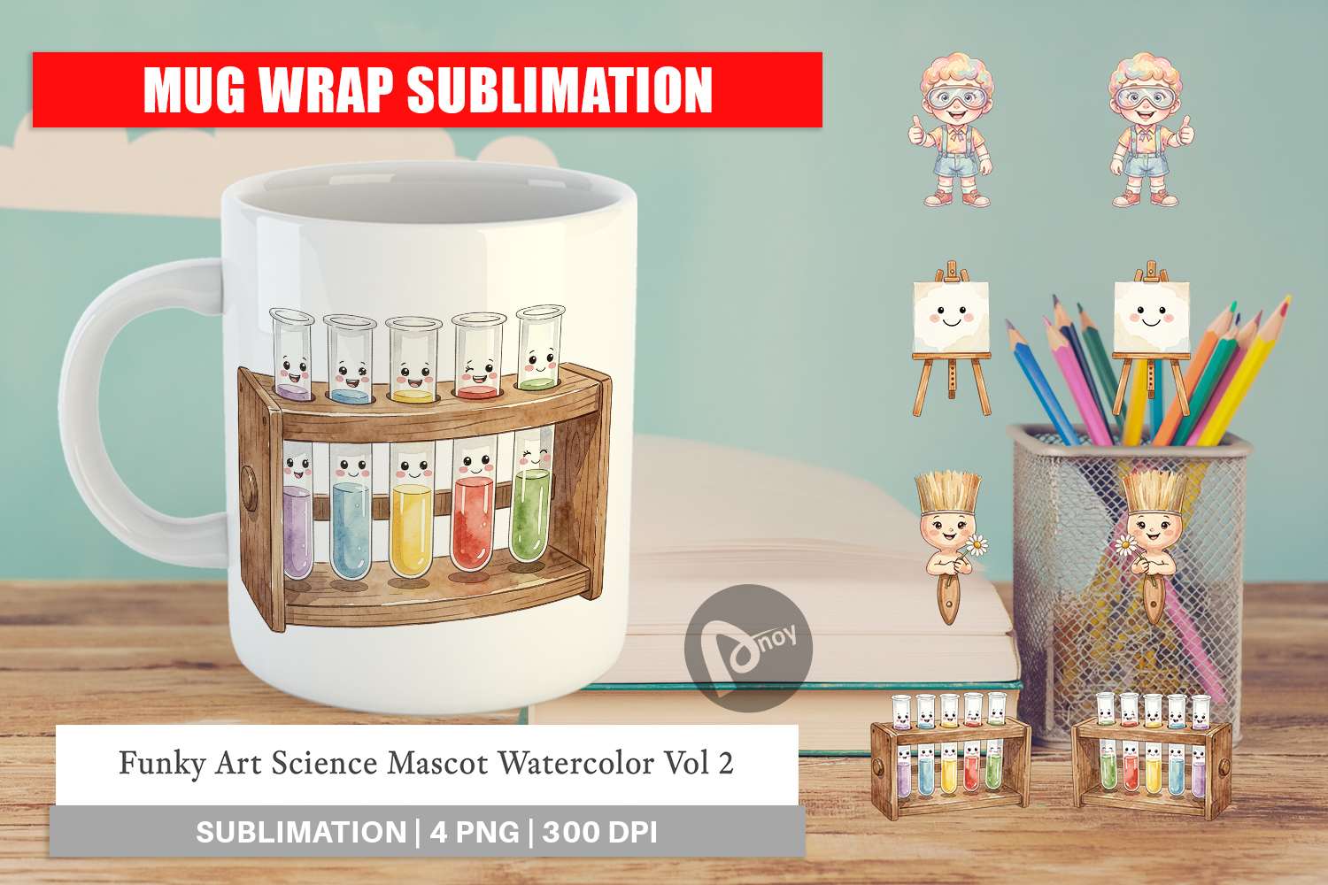 Funky Art Science Mascot Mug Wrap product image 1