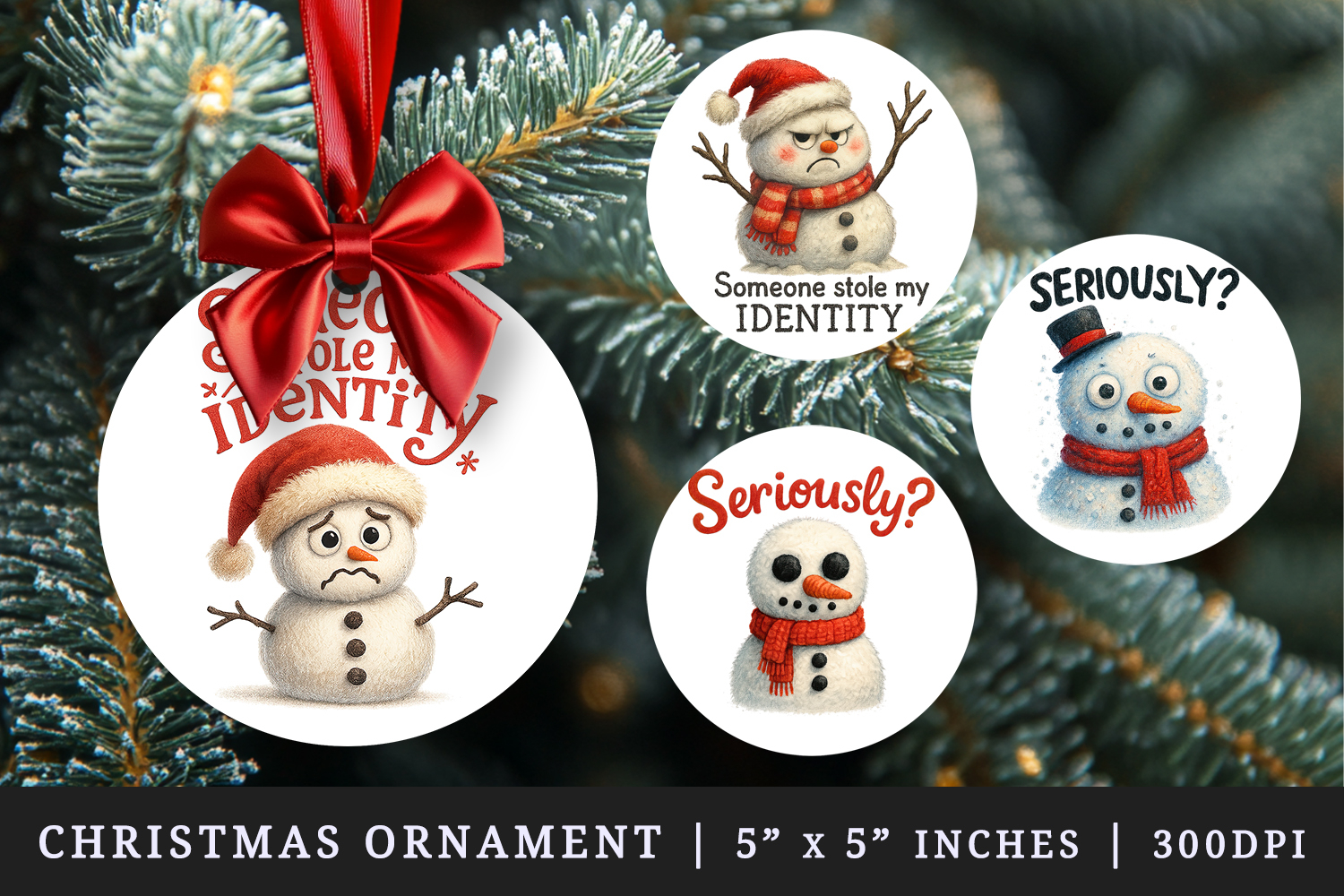 Funny Christmas round ornaments sublimation design product image 1