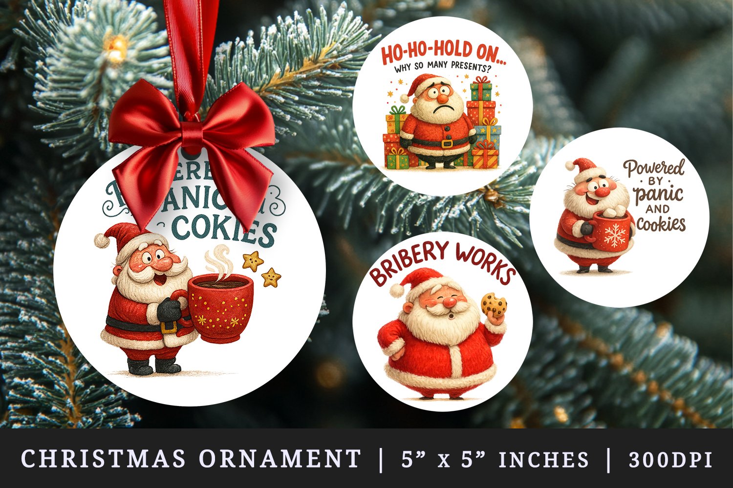 Funny Christmas round ornaments sublimation design product image 1