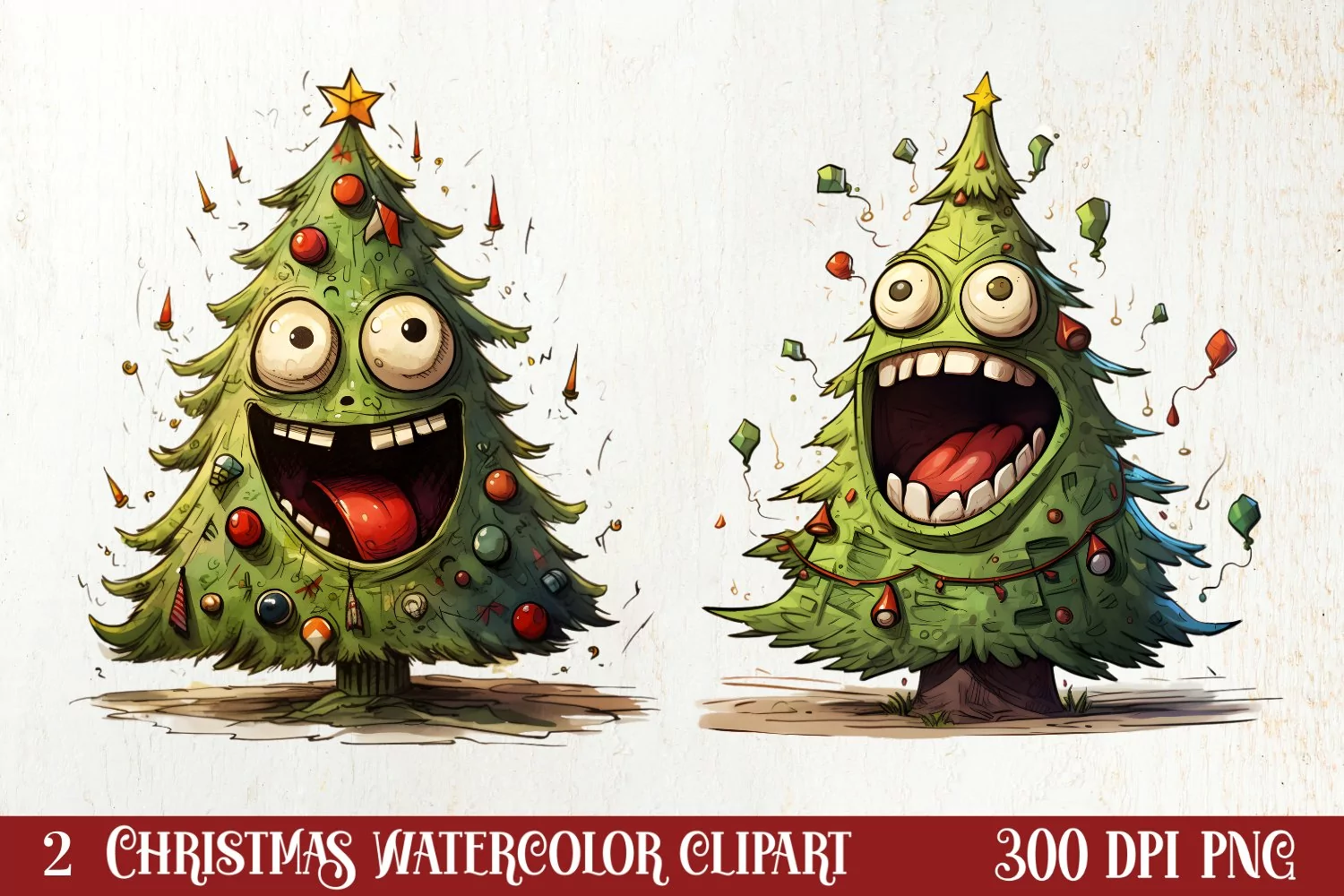 Funny Christmas Tree Sublimation Clipart, Christmas PNG product image 1