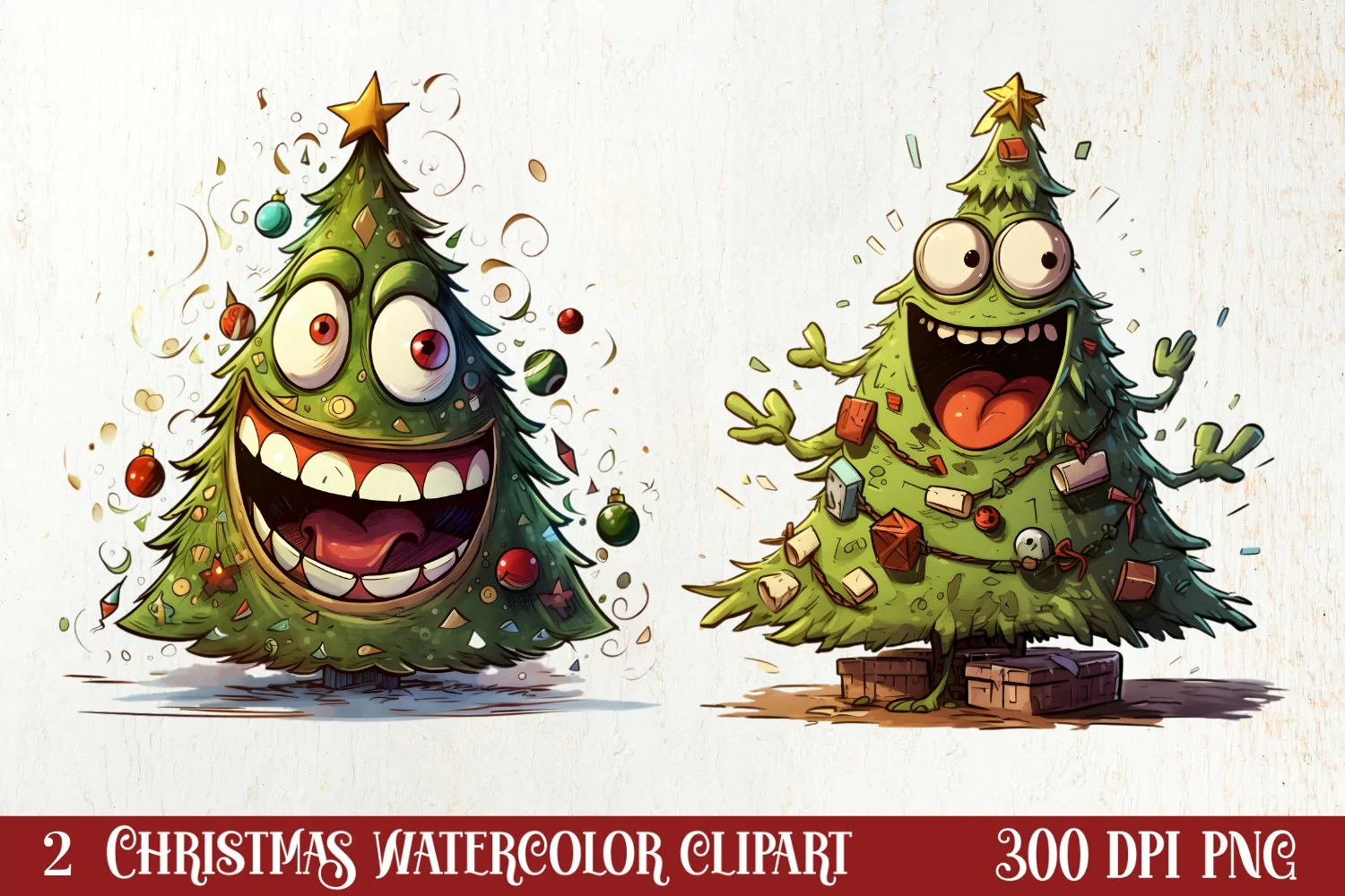Funny Christmas Tree Sublimation Clipart, Christmas PNG product image 1