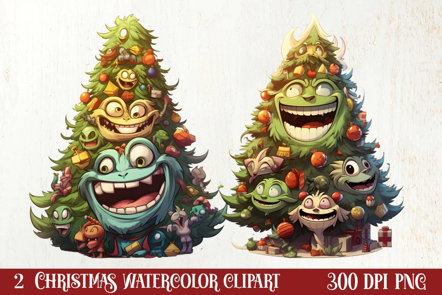 Funny Christmas Tree Sublimation Clipart, Christmas PNG product image 1
