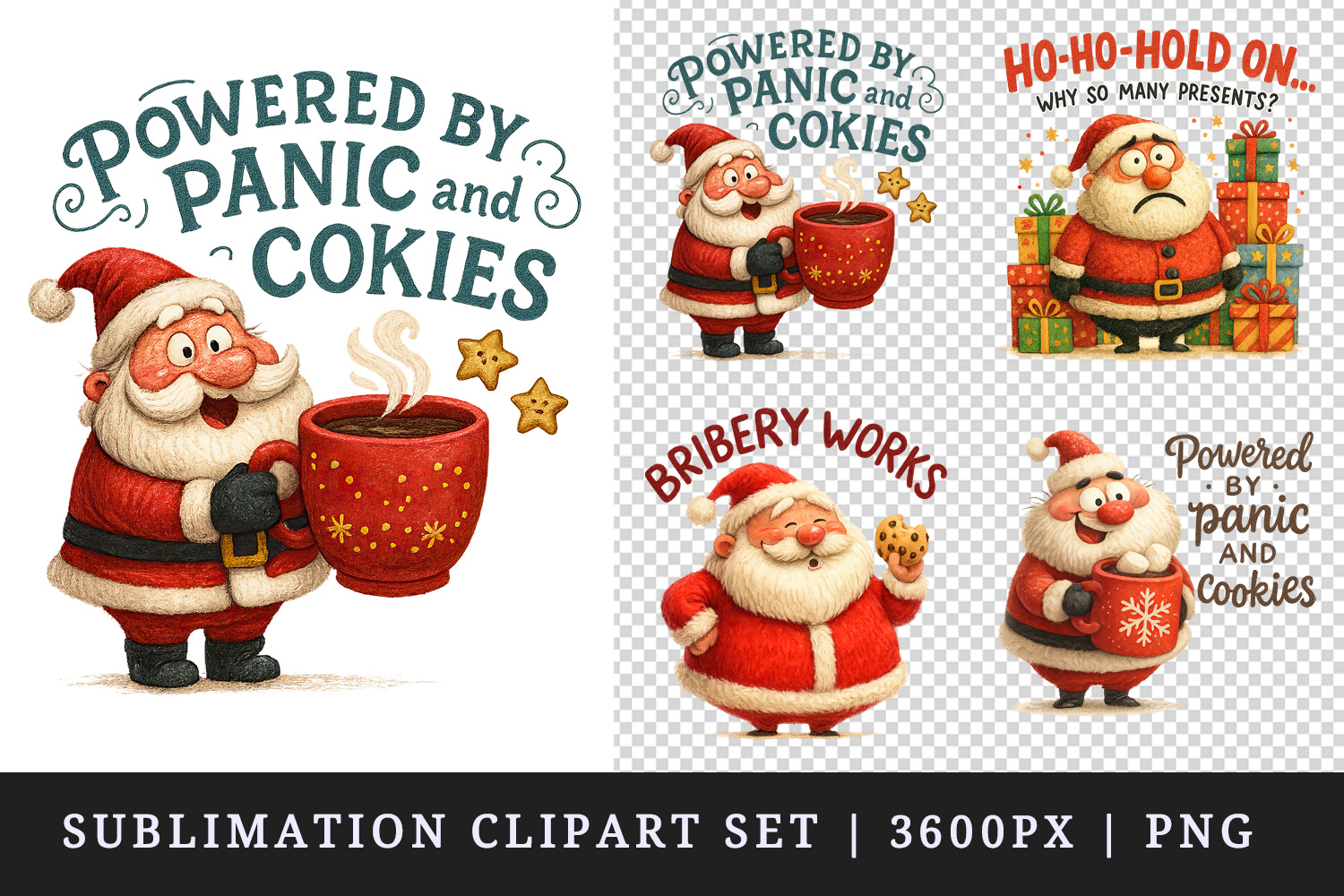 Funny Christmas clipart printable sublimation design png product image 1