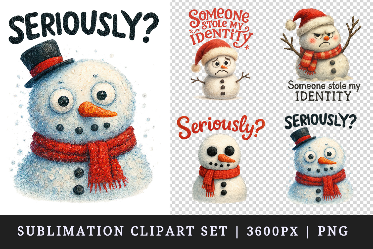 Funny Christmas clipart printable sublimation design png product image 1