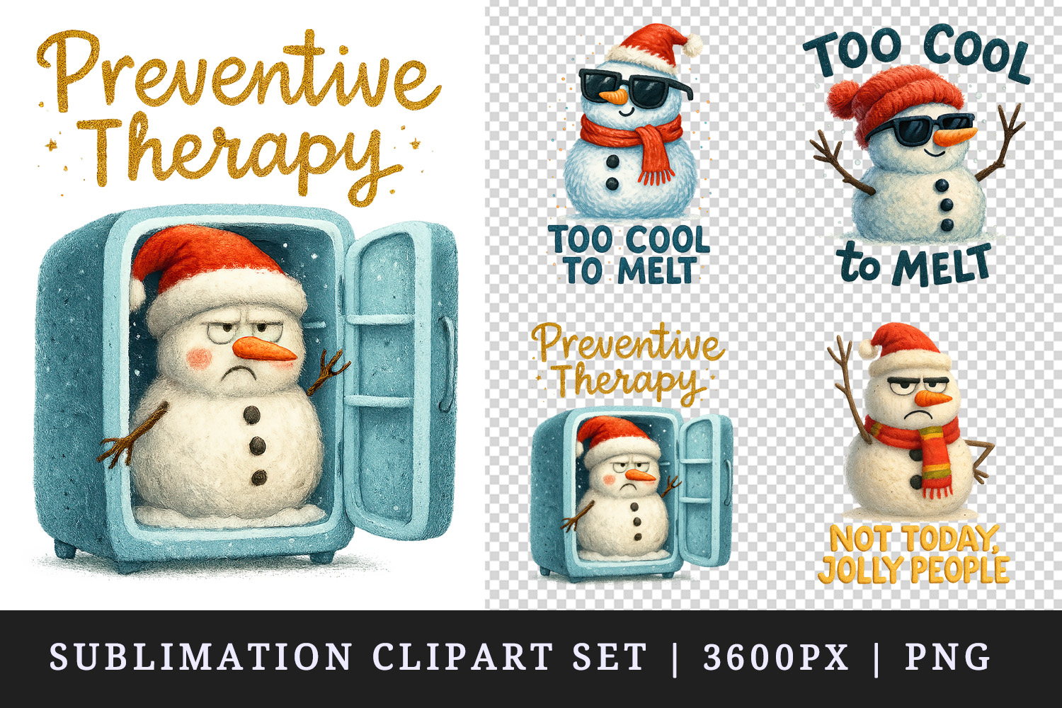 Funny Christmas clipart printable sublimation design png product image 1