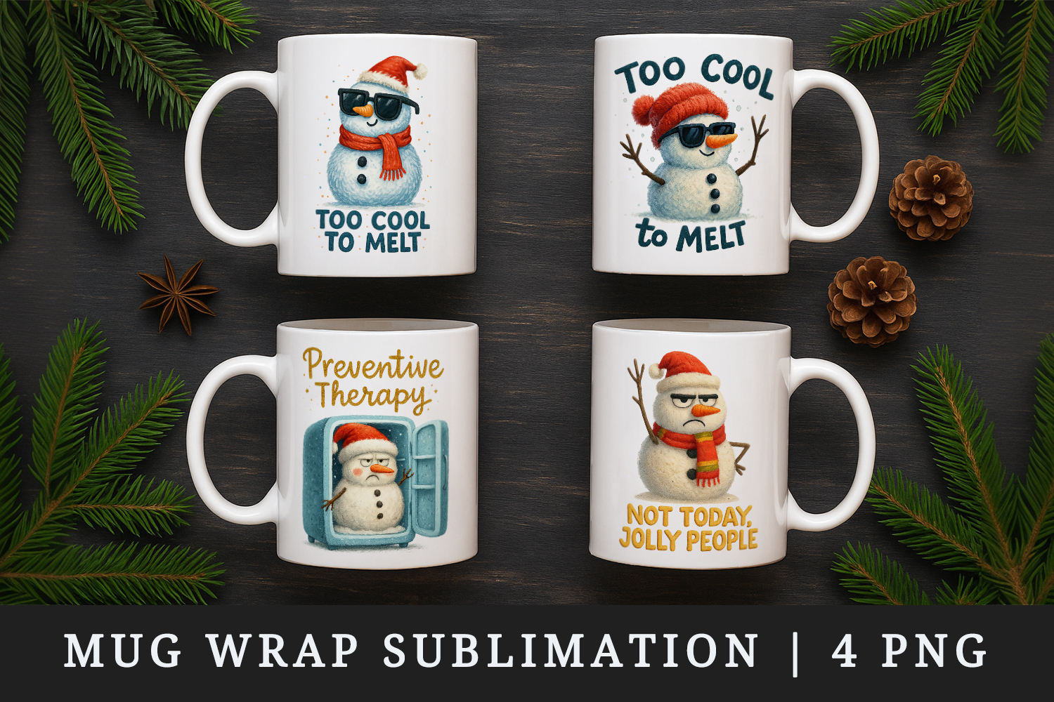 Funny Christmas mug wrap printable sublimation design product image 1
