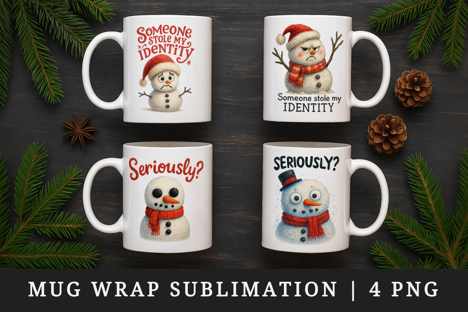 Funny Christmas mug wrap printable sublimation design product image 1