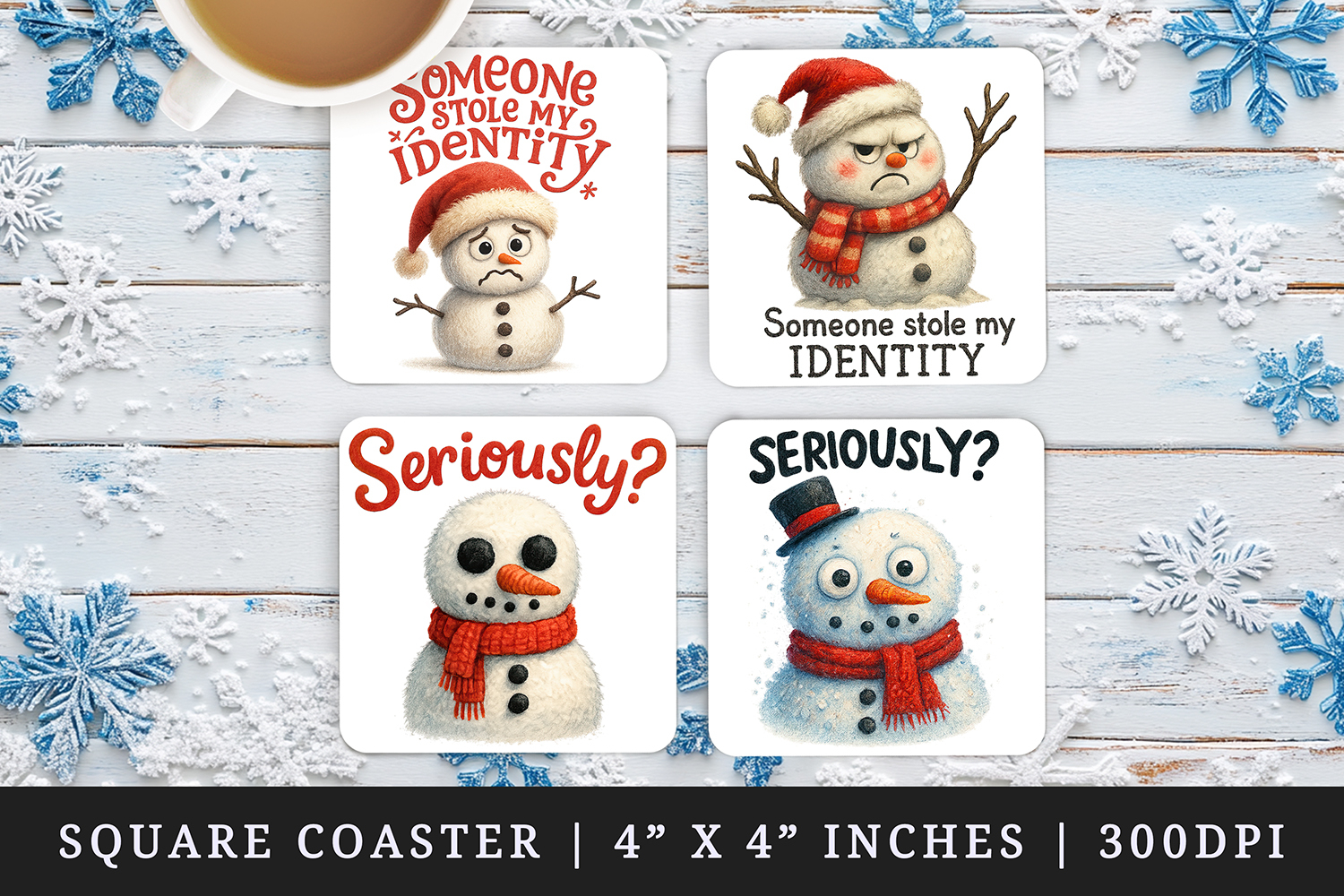 Funny Christmas square coaster sublimation, coasters design product image 1