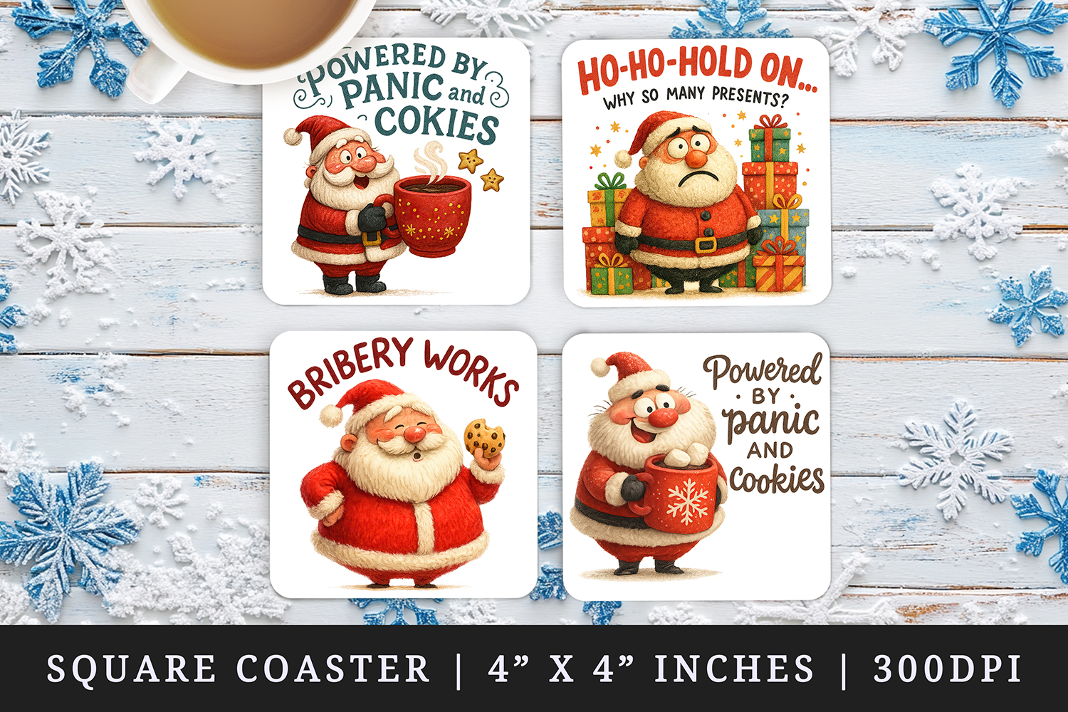 Funny Christmas square coaster sublimation, coasters design product image 1