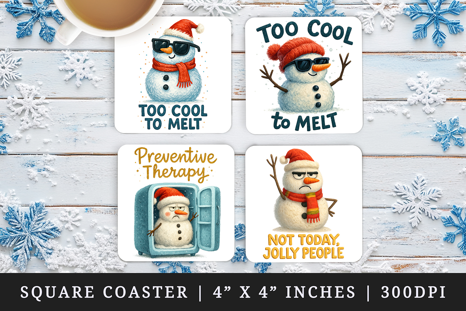 Funny Christmas square coaster sublimation, coasters design product image 1