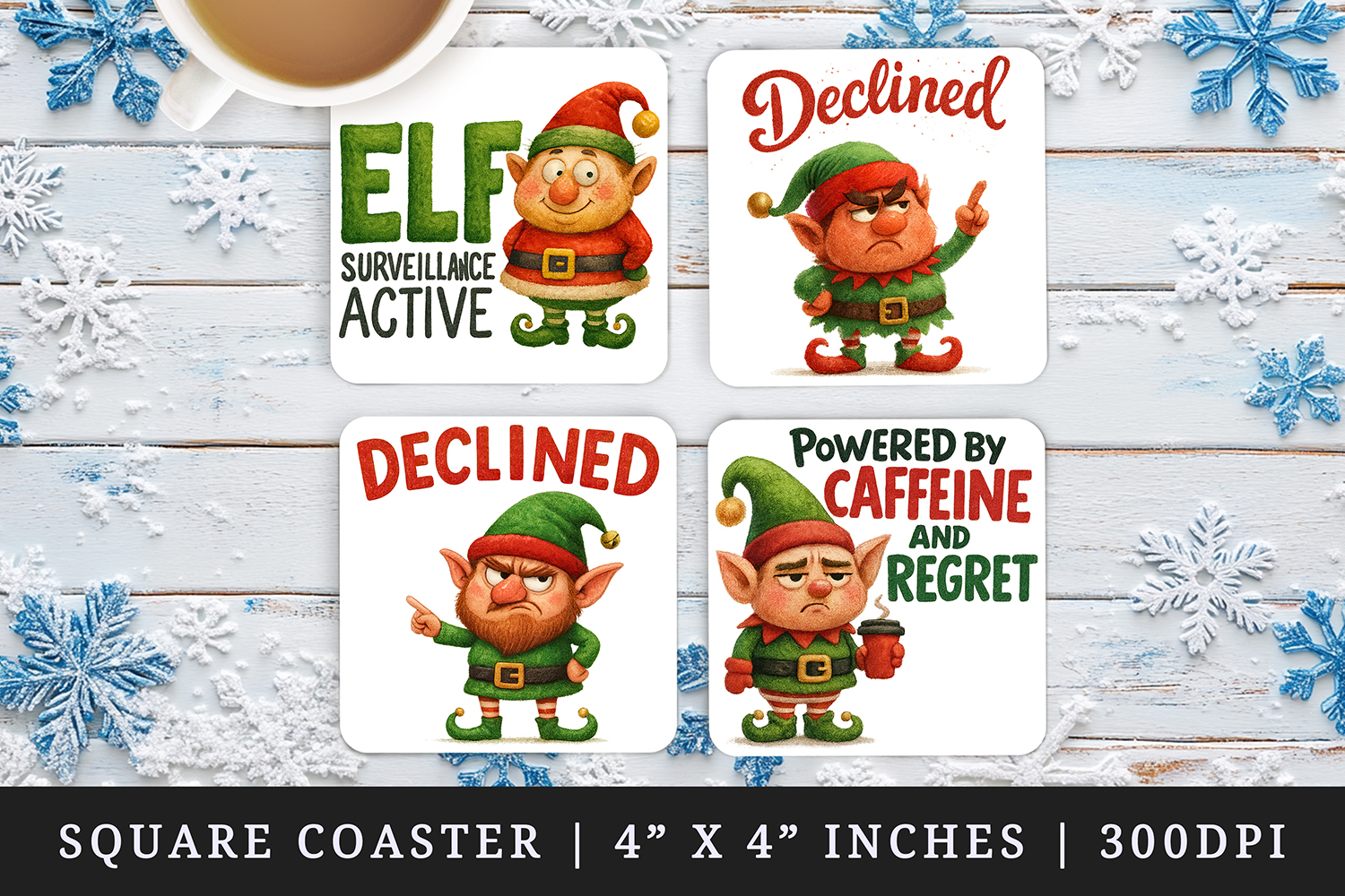 Funny Christmas square coaster sublimation, coasters design product image 1