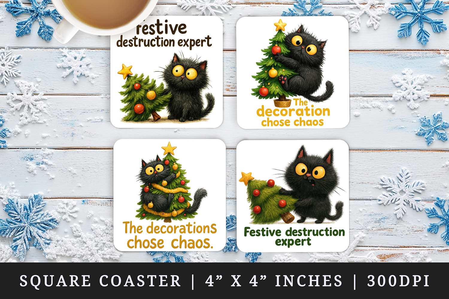Funny Christmas square coaster sublimation, coasters design product image 1