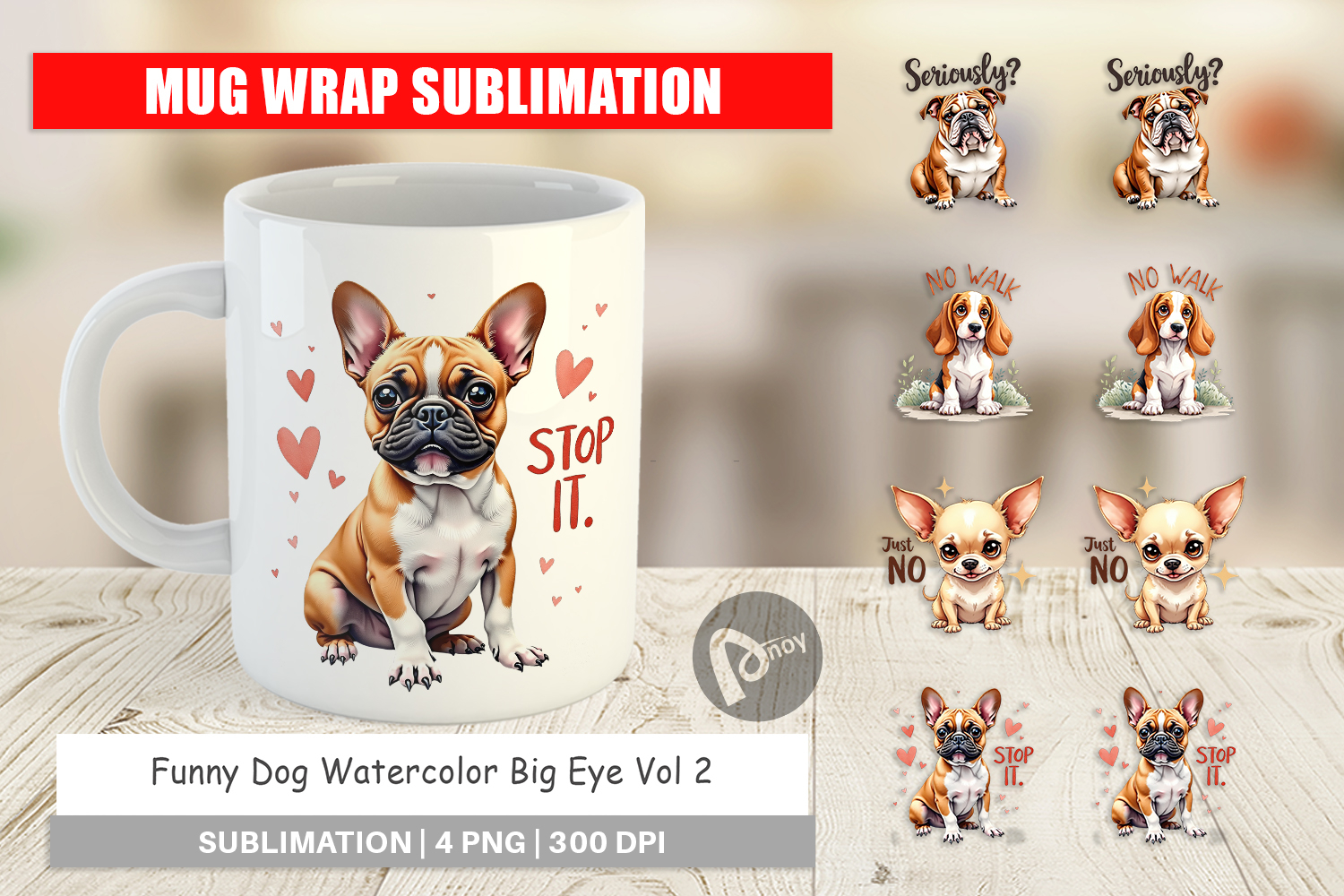 Funny Dog Big Eye Mug Wrap product image 1