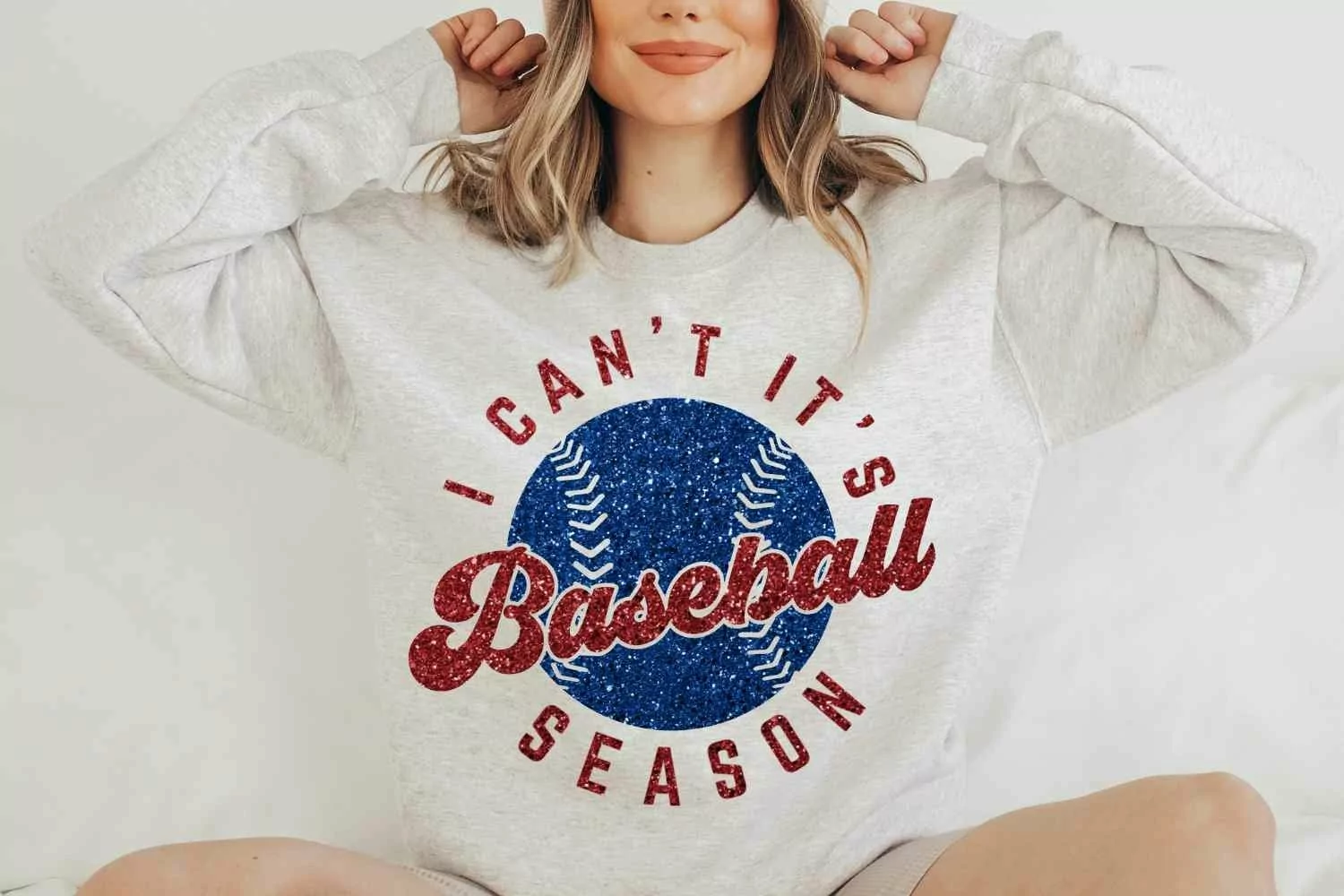 I Cant Its Baseball Season PNG, Faux Glitter Baseball png product image 1
