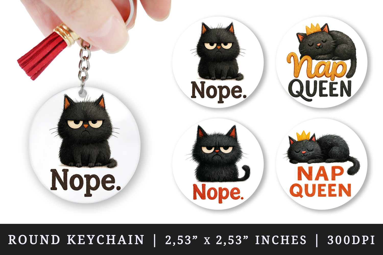 Funny Quote round keychain pintable sublimation design png product image 1