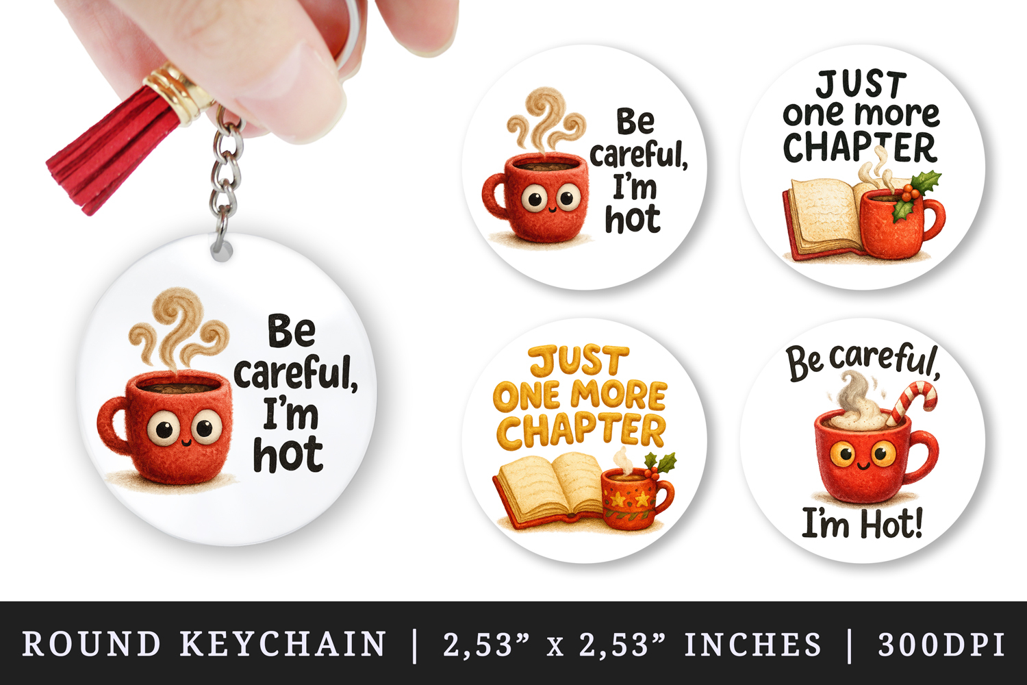 Funny Quote round keychain pintable sublimation design png product image 1