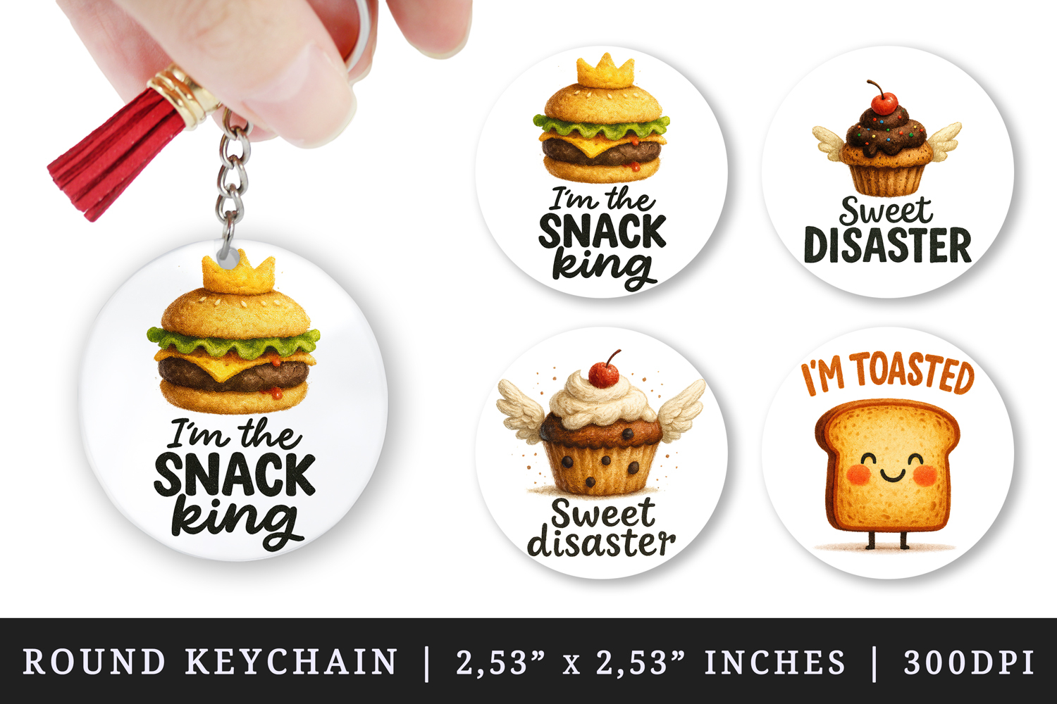 Funny Quote round keychain pintable sublimation design png product image 1