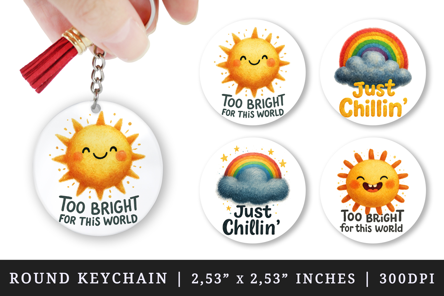 Funny Quote round keychain pintable sublimation design png product image 1
