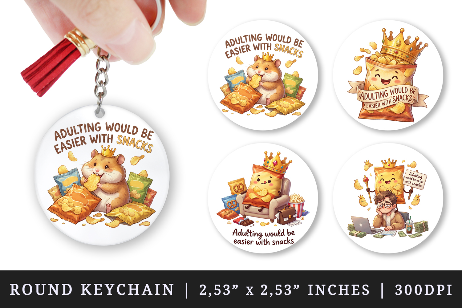 Funny Quote round keychain pintable sublimation design png product image 1