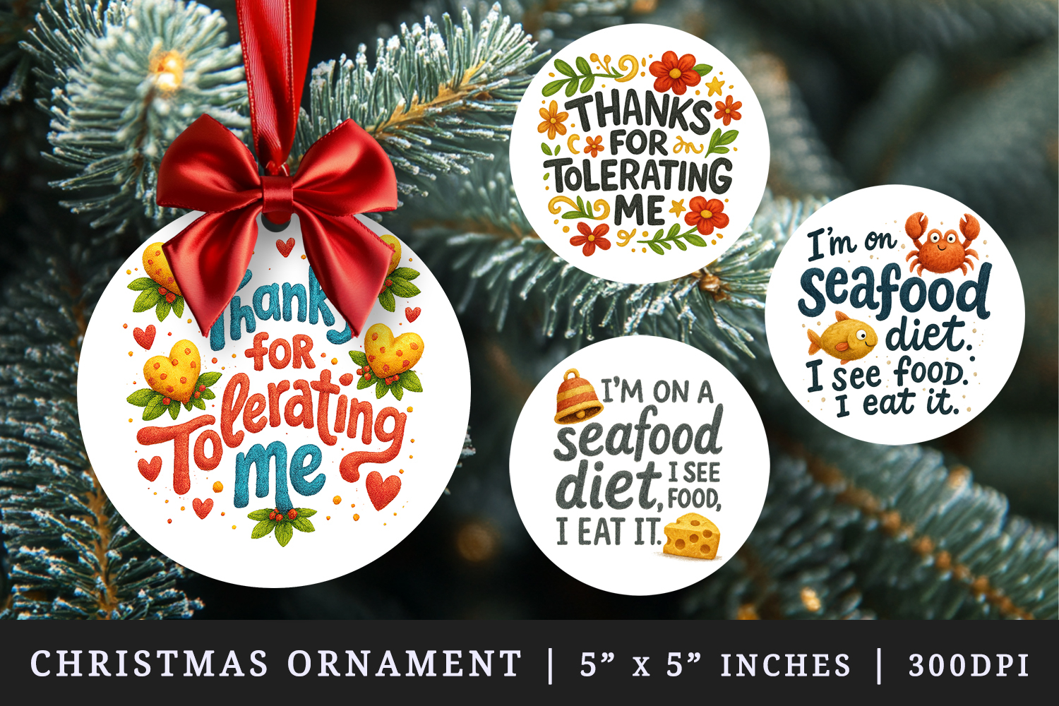 Funny Quote round ornaments sublimation design product image 1