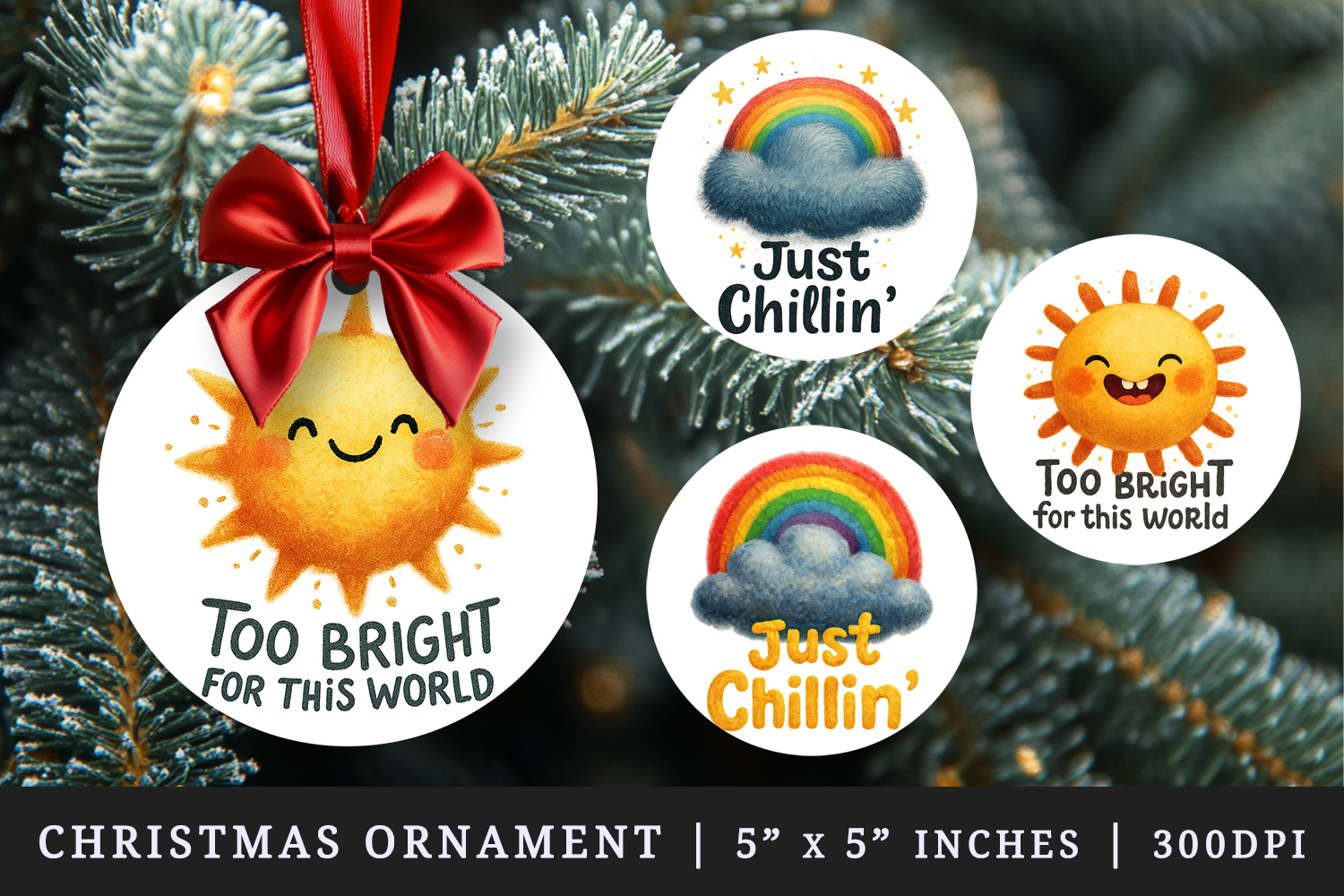 Funny Quote round ornaments sublimation design product image 1
