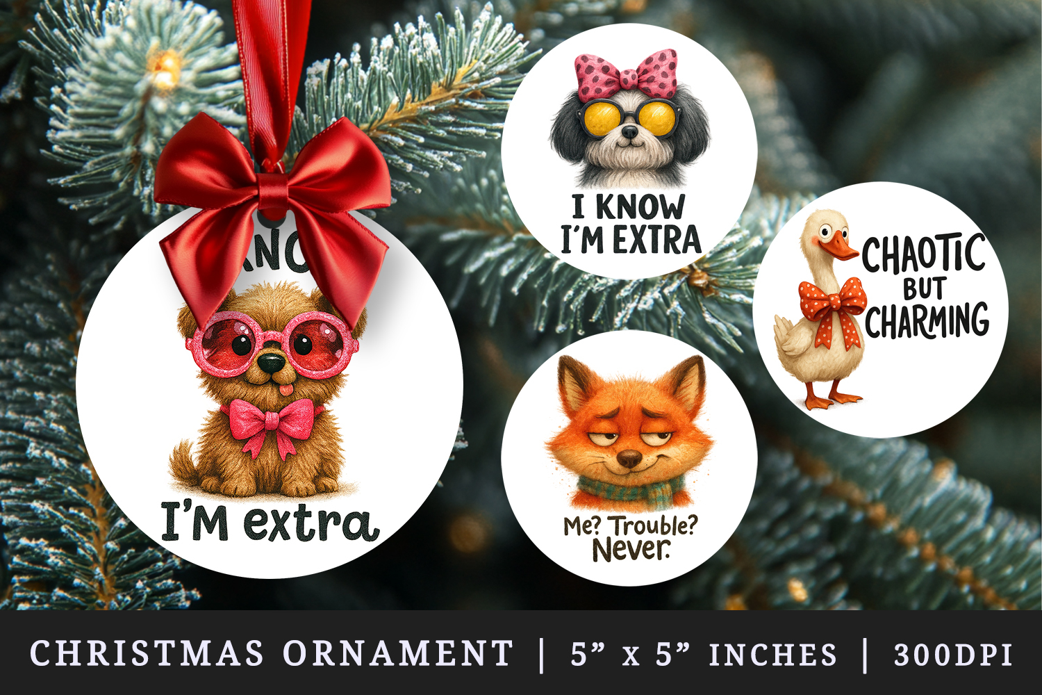 Funny Quote round ornaments sublimation design product image 1