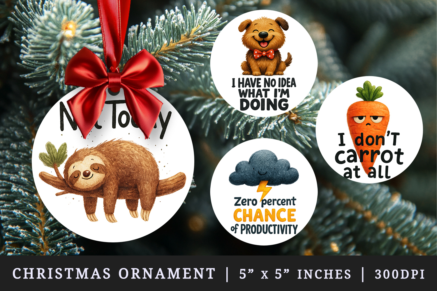 Funny Quote round ornaments sublimation design product image 1