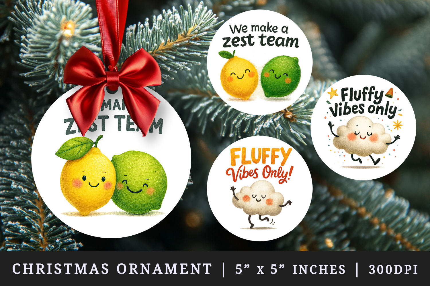 Funny Quote round ornaments sublimation design product image 1
