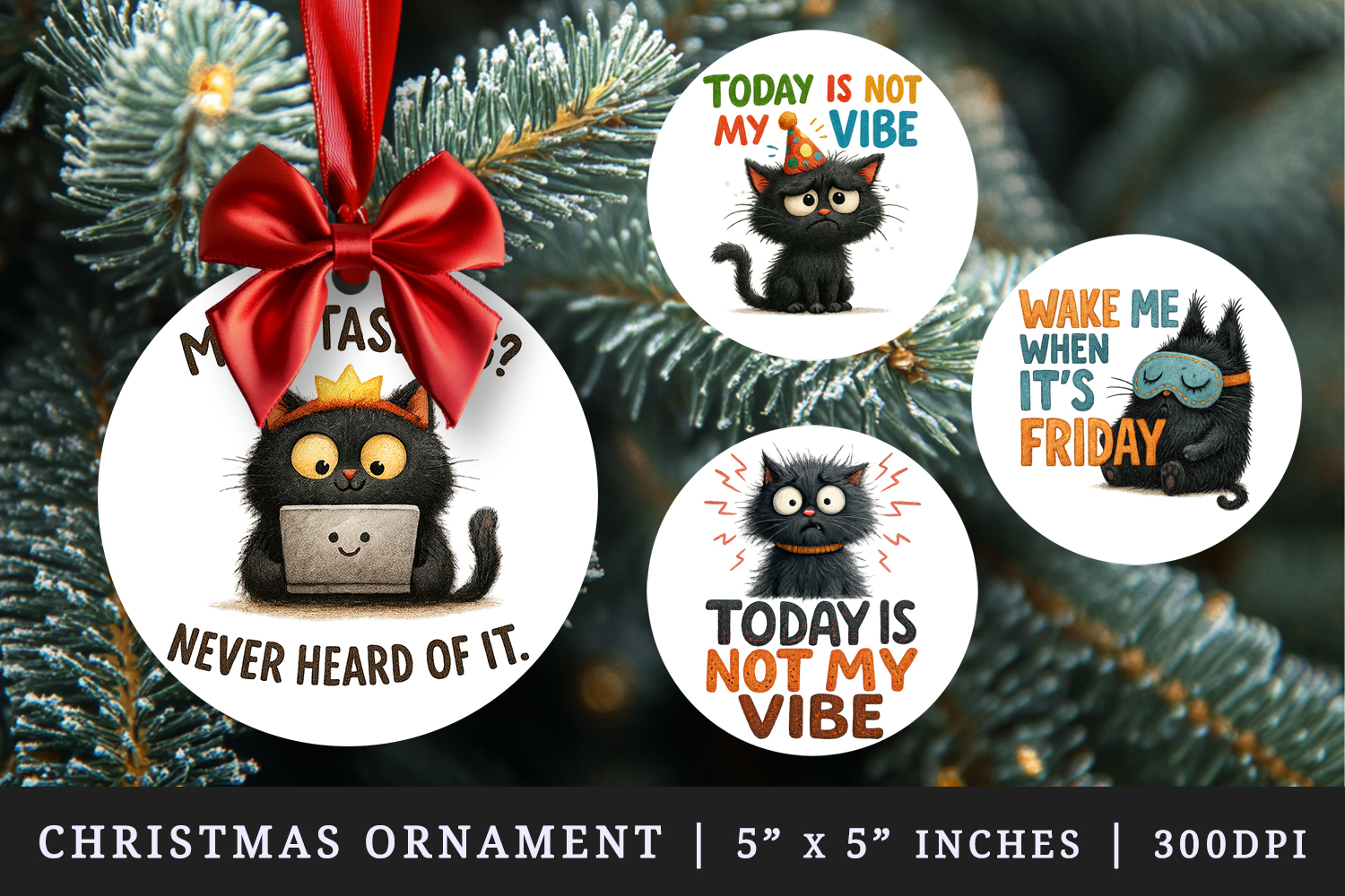Funny Quote round ornaments sublimation design product image 1