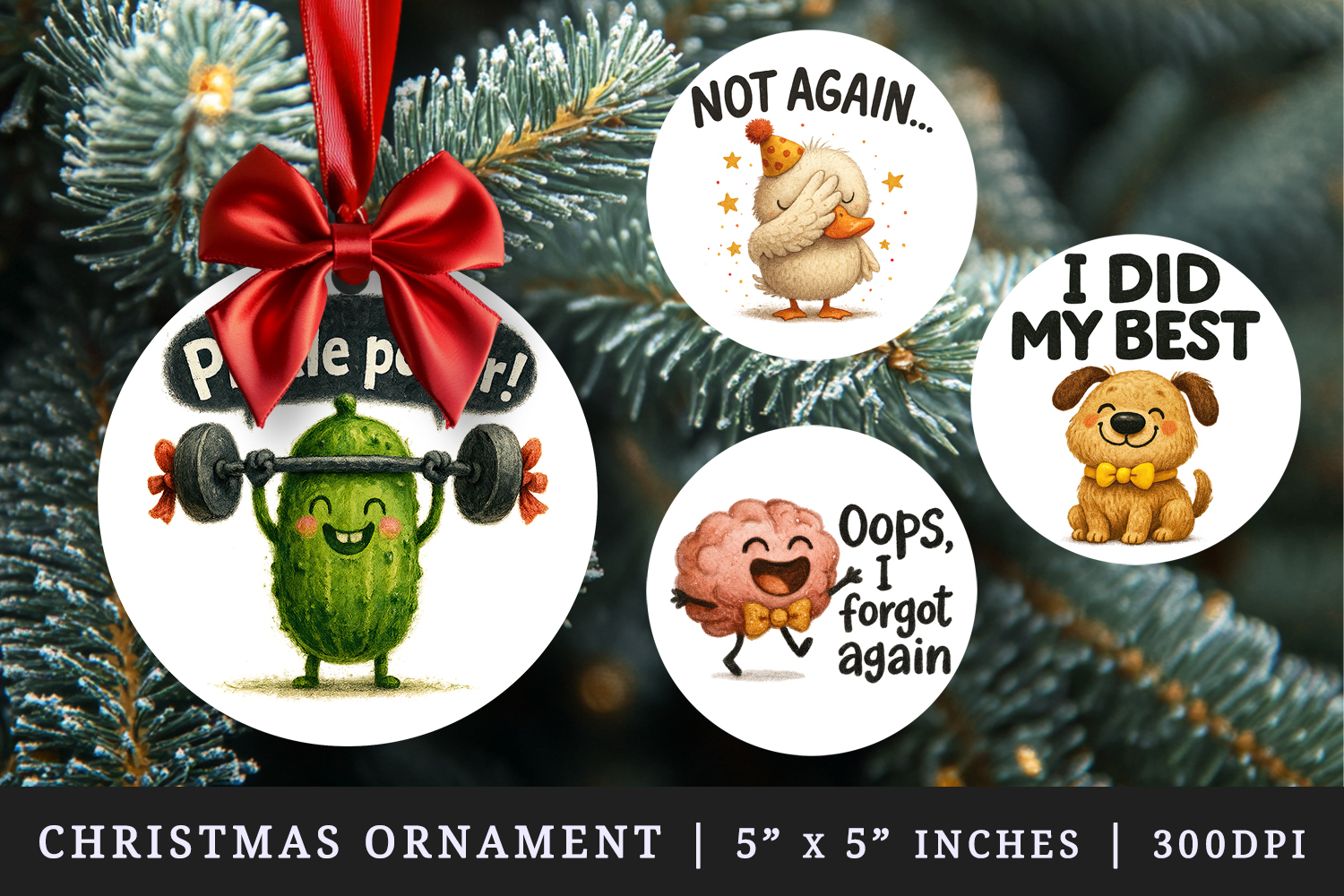 Funny Quote round ornaments sublimation design product image 1