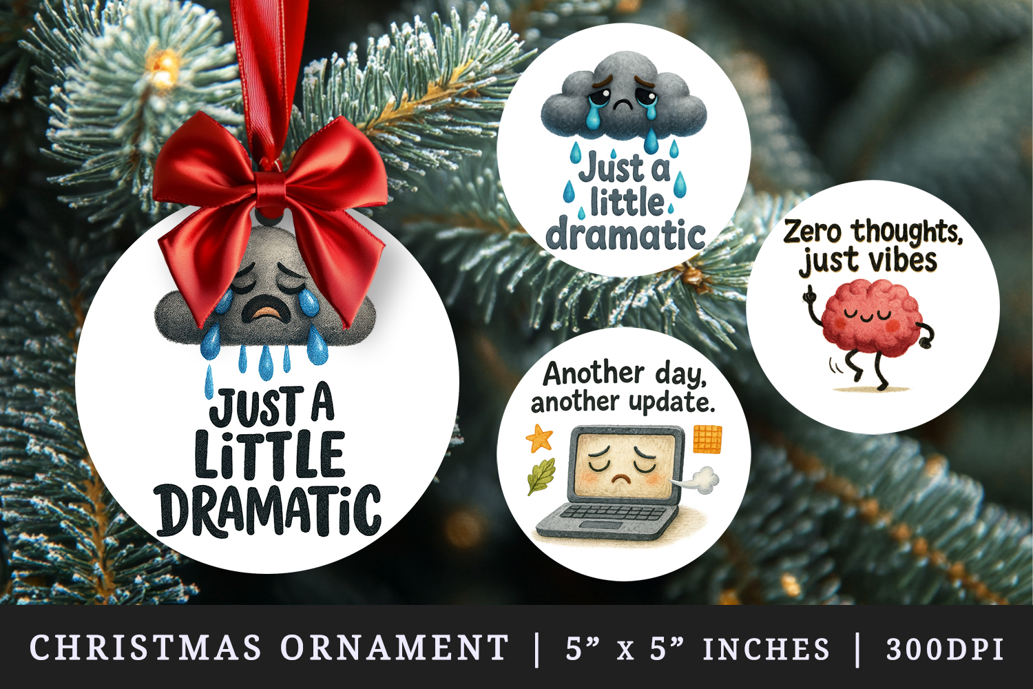 Funny Quote round ornaments sublimation design product image 1